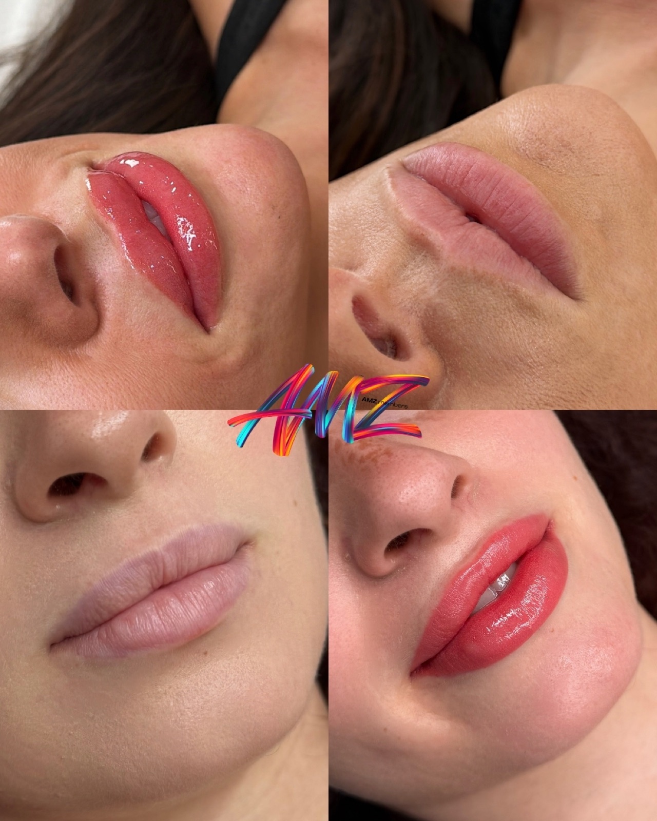 AMZ Signature Aqua Lip results — soft watercolor-like lip blush before and after